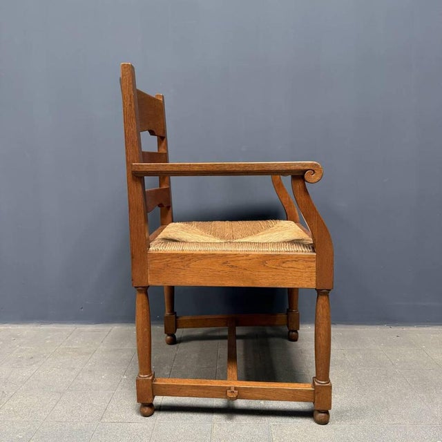 Dutch Oak Armchairs with Piping Seats, Set of 2 For Sale - Image 16 of 18