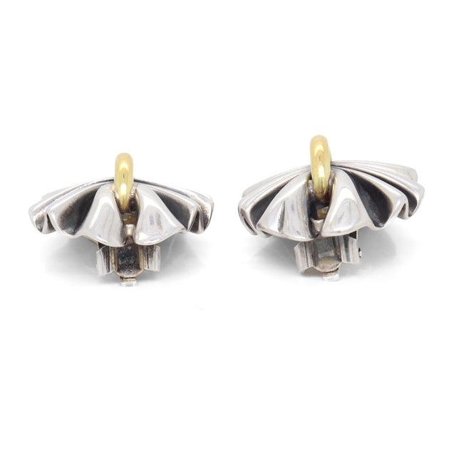 Georg Jensen Lene Munthe Sterling Silver & 18k Yellow Gold #400 Clip-On Earrings For Sale - Image 9 of 12