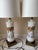 Bring timeless Palm Beach style to your space with this striking pair of vintage hand-painted white opaline table lamps....