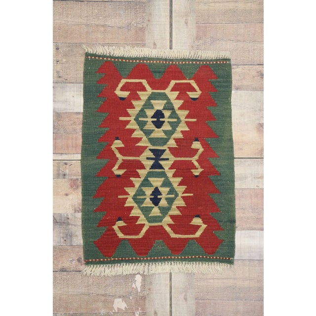 Red Vintage Persian Shiraz Kilim Rug - 02'00 X 02'09 For Sale - Image 8 of 9