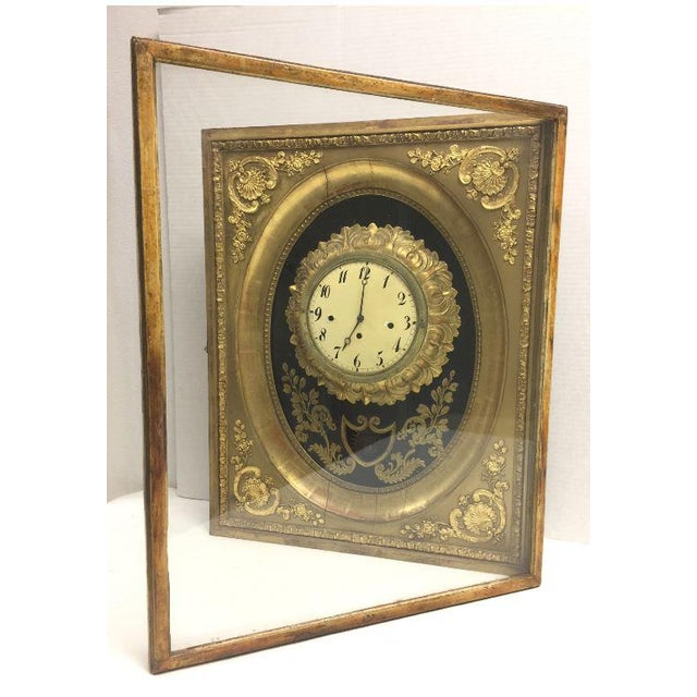 19th Century French Gilt Wall Clock in Shadow Box Chairish