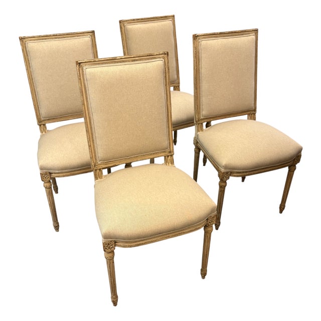 Antique French Louis XVI Chairs, 1890s, Set of 4 For Sale