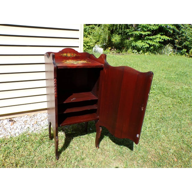 Wood Vintage French Vernis Martin Style Hand Painted Music Cabinet Record Stand For Sale - Image 7 of 16