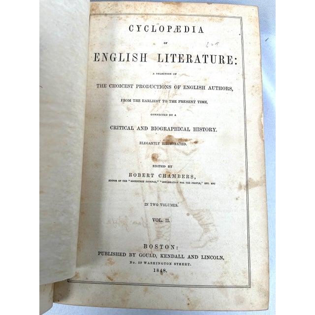 Animal Skin 1848 Cyclopedia of English Literature Volume II For Sale - Image 7 of 10