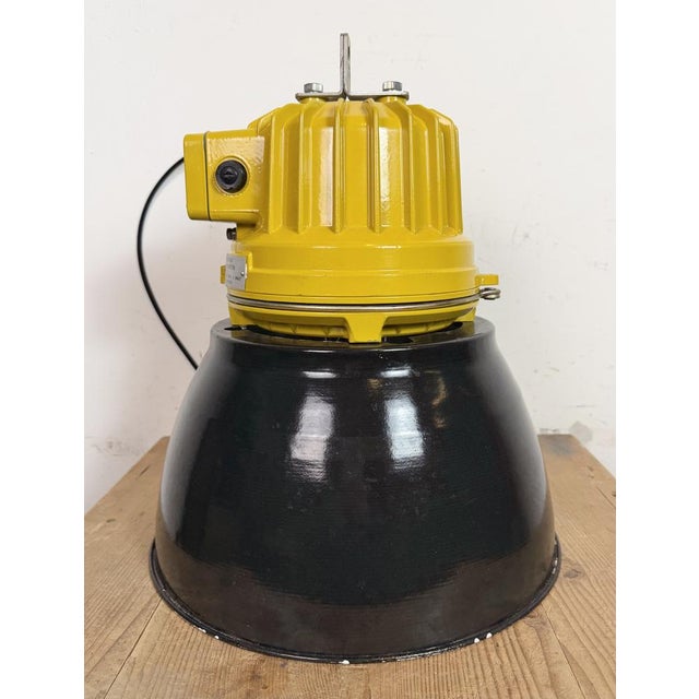 Industrial Yellow Explosion Proof Lamp with Black Enameled Shade from Elektrosvit, 1990s For Sale - Image 15 of 18