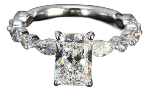14k White Gold & 2ct Radiant Lab-Grown Diamond Engagement Ring - Ring Size 6.25