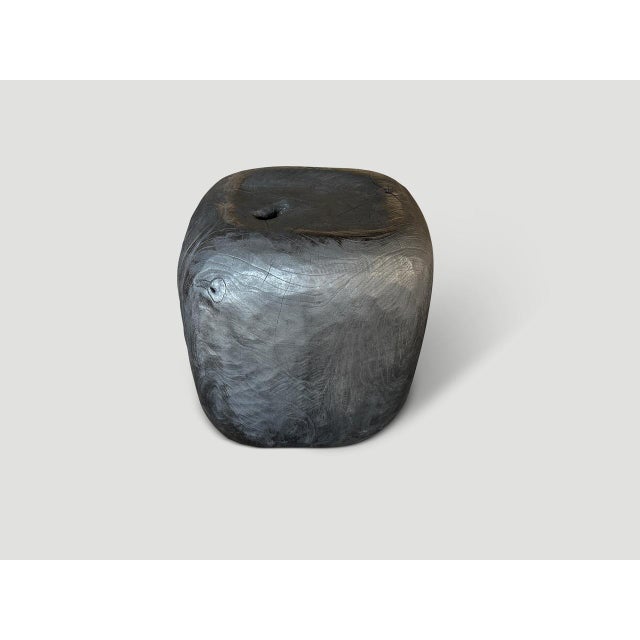 Contemporary Andrianna Shamaris Charred Minimalist Side Table or Stool For Sale - Image 3 of 5