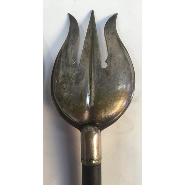 Traditional Antique Ebonized Handles Silver Plate Salad Serving Set. For Sale - Image 3 of 10