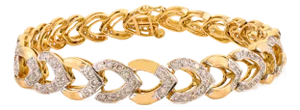 18k Two Tone Gold 2.42 Carats Natural Diamond Link Bracelet in Chevron Design