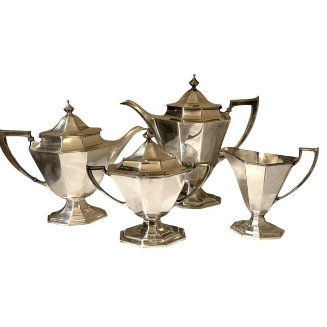 Antique Art Deco Pairpoint Sheffield 0316 Silverplate Coffee Tea Service - 4 Pcs For Sale In Dallas - Image 6 of 8