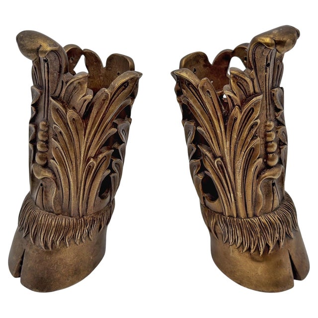 Large Pair of French Gilt Bronze Hoof & Acanthus Sabots, France, Circa 1900 For Sale - Image 12 of 12