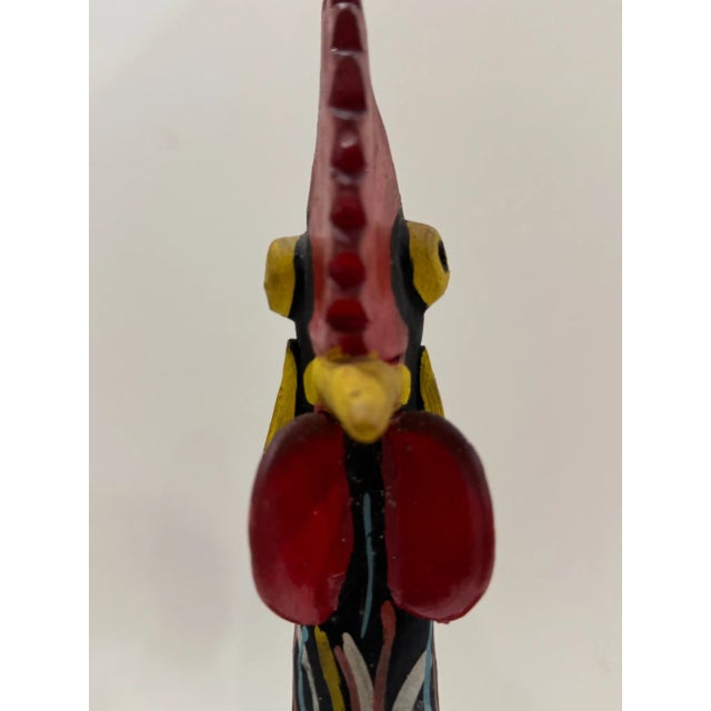 Ceramic Vintage Portuguese Hand-Painted Ceramic Rooster of Barcelos Folk Art Sculpture – 14.5” Tall For Sale - Image 7 of 11