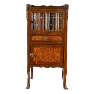 Mid-Century French Style Inlaid Faux Book Side Table For Sale