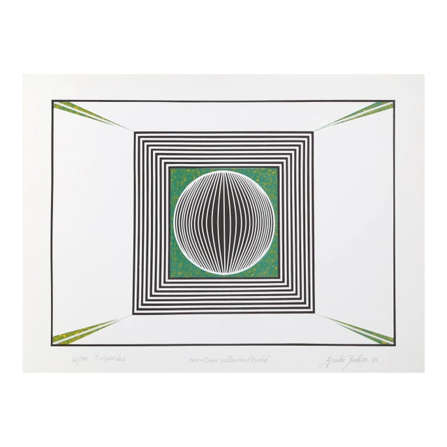 2010s "Suspended Green" Screen Print by Gisela Beker For Sale