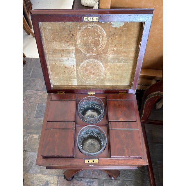 Brown Antique Regency Mahogany Tea Caddy on Stand For Sale - Image 8 of 9