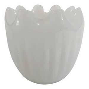 Midcentury Modern Milk Glass Ruffle Vase