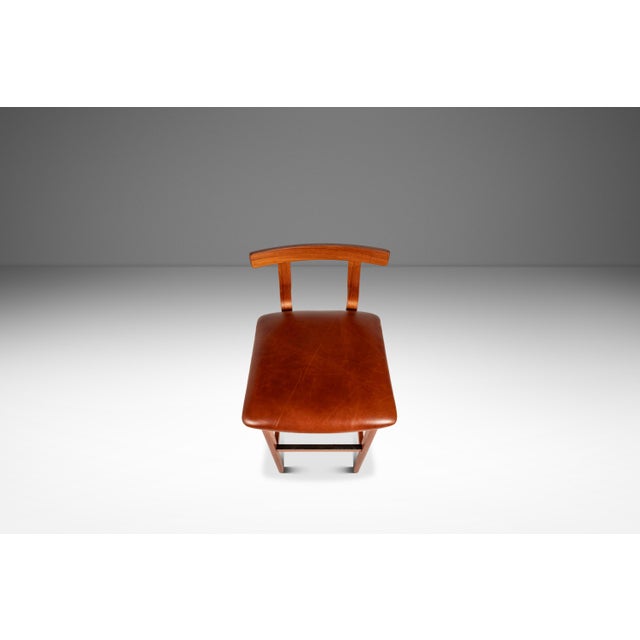 Rare Mid-Century Danish Modern Barstool in Teak & Leather by Knud Bent for Korup Stolefabrik, Denmark, C. 1960s For Sale In Orlando - Image 6 of 18