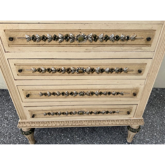 1920s French Provincial Louis XV Style Hand-Painted Jewelry Armoire/Lingerie Chest For Sale - Image 10 of 15