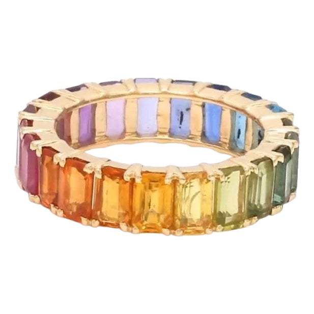 Natural 9.33 cts Rainbow sapphire ring in 14k gold For Sale