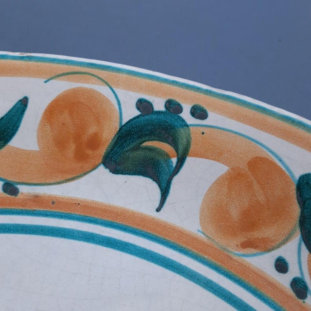 Beige Large Vintage Caltagirone Majolica Hand-Painted Hanging Plate, 1960s For Sale - Image 8 of 12