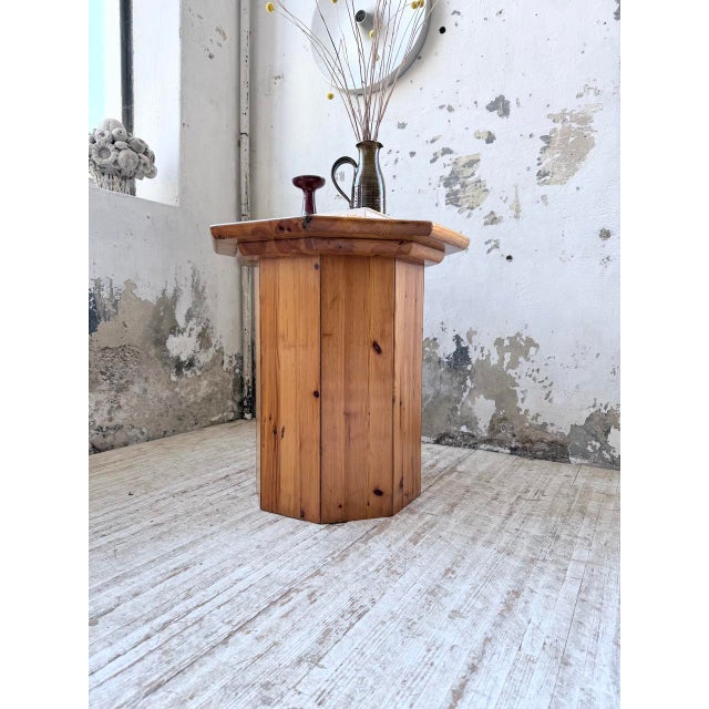 1970s Hexagonal Pine Console Table from Regain, 1970s For Sale - Image 5 of 18