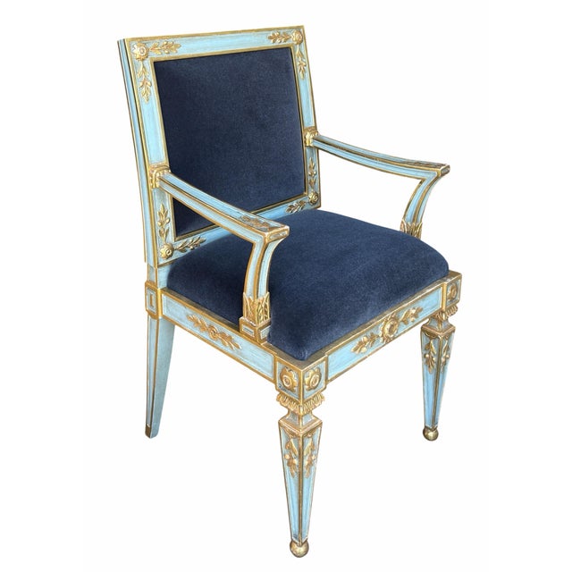 Hendrix Allardyce Neoclassical Venetian Style Giltwood Chair W Mohair - 1 of 2 Available For Sale In Los Angeles - Image 6 of 9