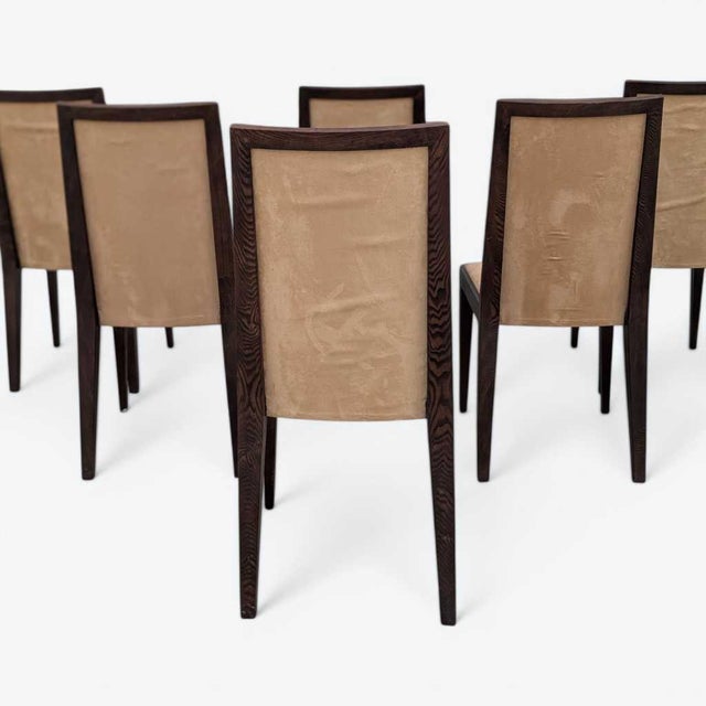 Six Dining Chairs – Elegant Wooden Dining Chairs, Modern, Contemporary, Faux Suede, Comfortable Seating For Sale - Image 11 of 18