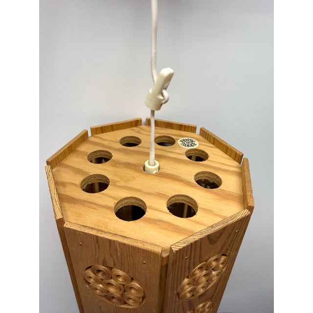 Wood Vintage Swedish Modern Wood Hanging Pendant Light by Byalaget For Sale - Image 7 of 11