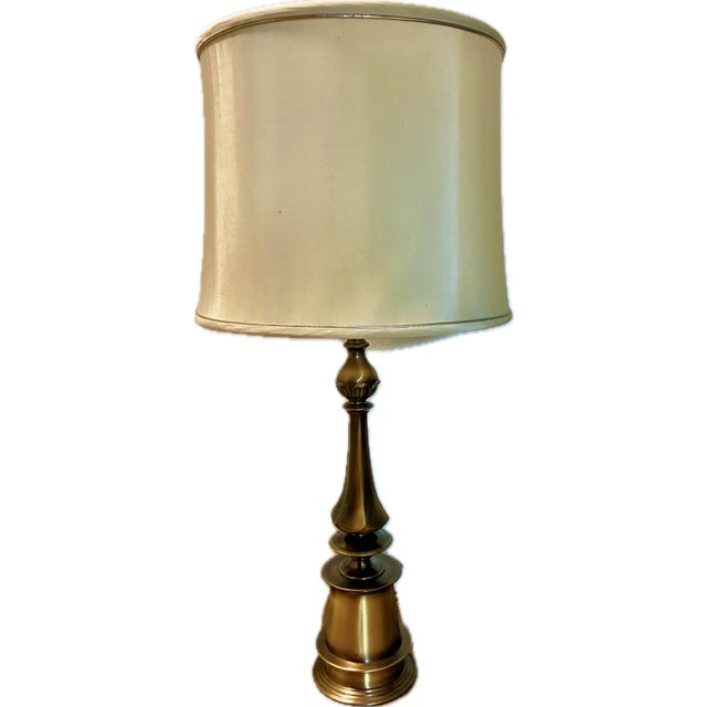 32 inch Vintage Rembrandt light with original working wiring, diffusers, and lamp shades. Solid Brass with white silk...