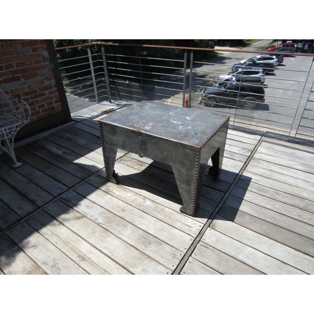 Late 20th Century Industrial Steel Water Tank Coffee Patio Table 1900s Steam Punk For Sale - Image 5 of 5