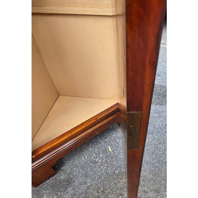 Early 20th Century Pair of Georgian Revival Diminutive Mahogany Corner Cabinets, Arched Top Display Shelves, Paneled Base Cupboards, Early 20th Century For Sale - Image 5 of 10