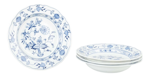 Porcelain Soup Plates with Blue Onion Pattern from Meissen, Set of 4