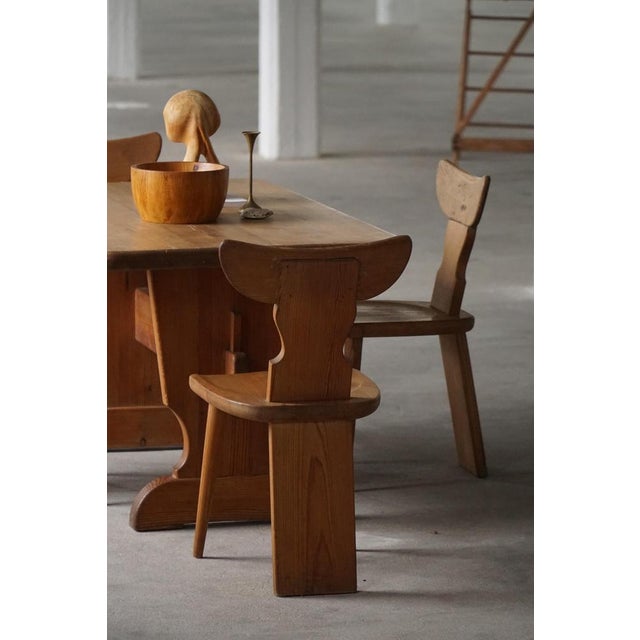 Brown Pine Ängåsen Dining Chairs from Ferdinand Lundquist, Sweden, 1940s, Set of 4 For Sale - Image 8 of 18