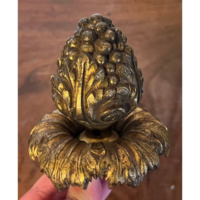 Large Antique 19th Century French Belle Epoque Louis XVI Style Gilt Bronze Berry Finial For Sale - Image 4 of 14