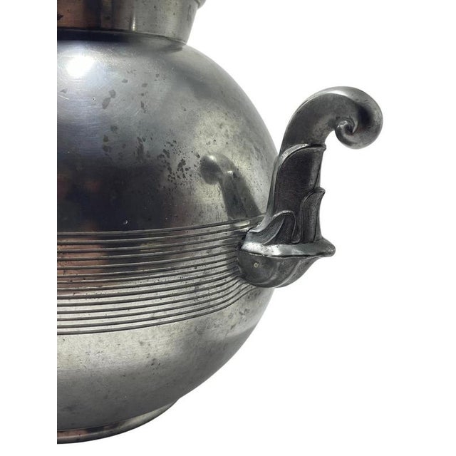Swedish Art Deco Pewter Vase with Scroll Handles from GAB, 1939 For Sale - Image 4 of 7