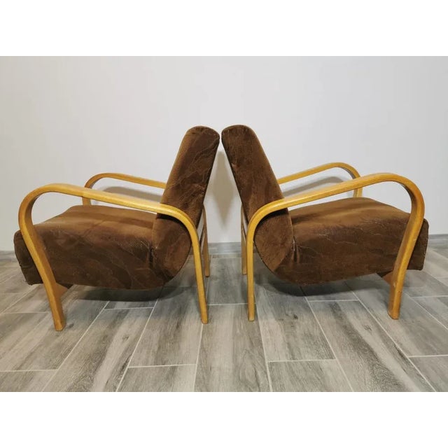 Mid-Century Modern Set of Armchairs by K. Kozelka & A. Kropacek For Sale - Image 3 of 18
