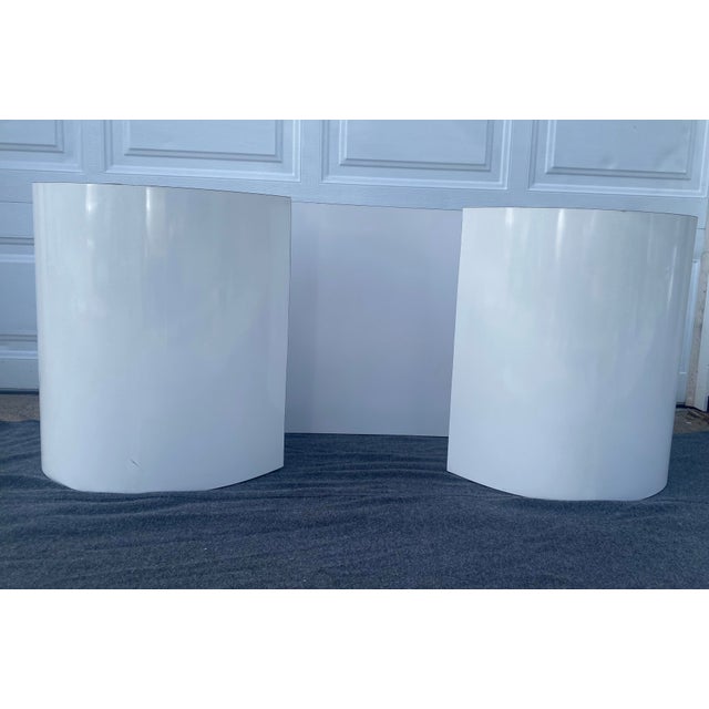Postmodern Postmodern 1970s White Laminate Waterfall Scroll Coffee Table After Karl Springer For Sale - Image 3 of 9