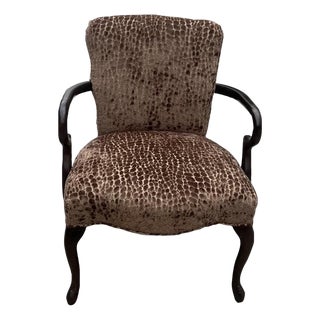 Vintage Leopard Print Cushioned Wooden Chair For Sale