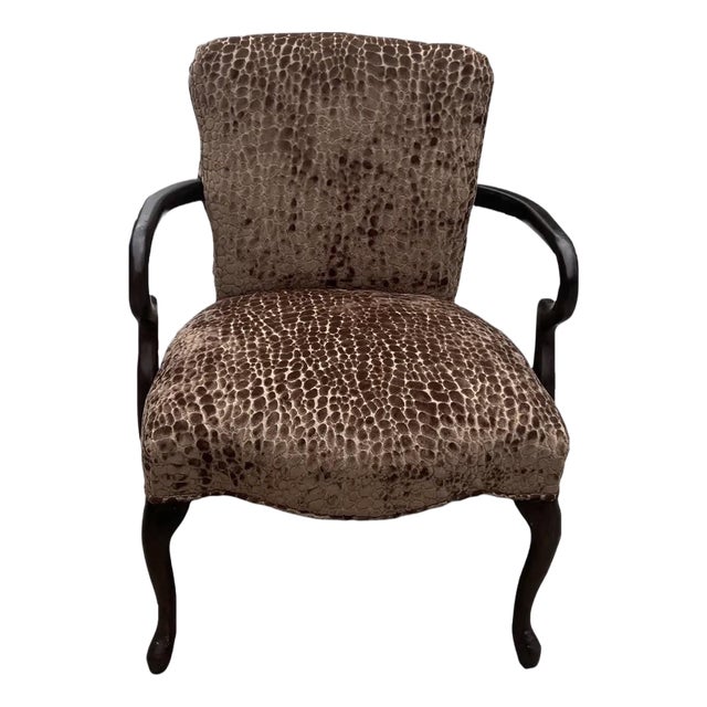 Vintage Leopard Print Cushioned Wooden Chair For Sale