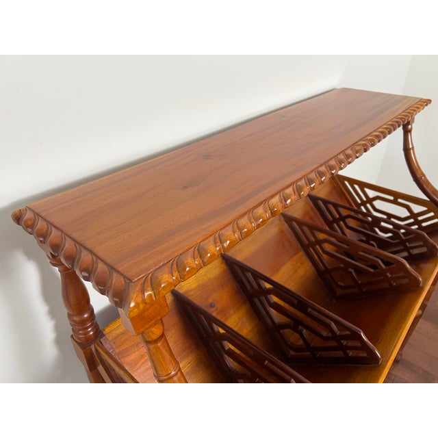 English Late 20th Century Chippendale Faux Bamboo and Fretwork Library Book Trough or Bookshelf Console For Sale - Image 3 of 12