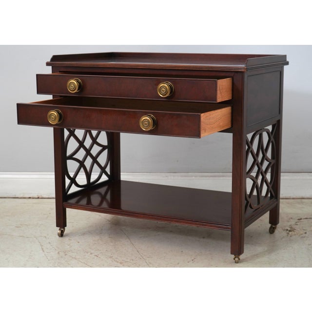 Traditional Pair of Baker Historic Charleston Mahogany 2 Drawer Servers For Sale - Image 3 of 18