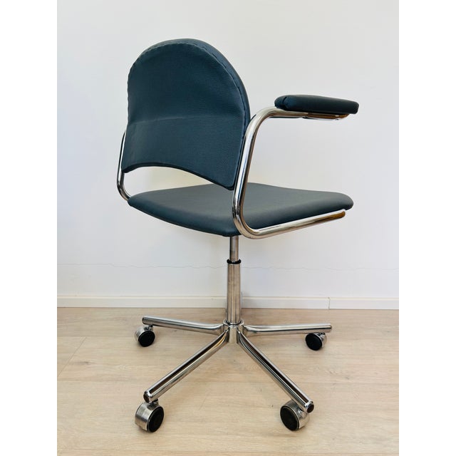 Vintage Sophisticated Blue Desk Chair by Kovona, 1970s For Sale - Image 9 of 11