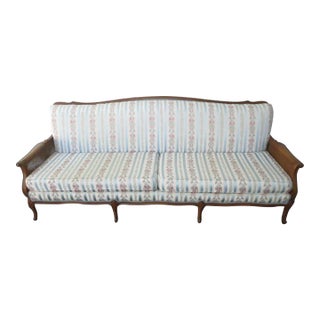 French Carved Cherry Caned Long Sofa Couch For Sale