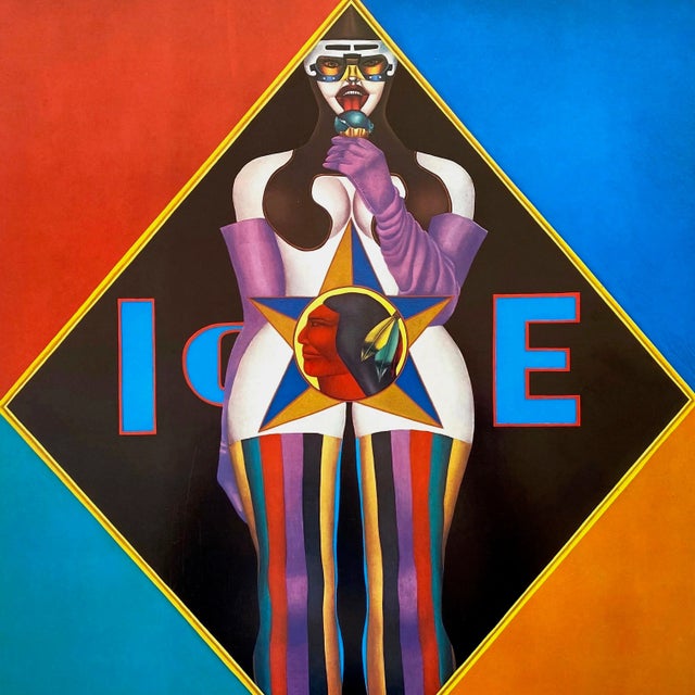 Richard Lindner Richard Lindner Vintage 1967 Mid Century Modern Lithograph Print Framed Pop Art Exhibition Poster " Ice " 1966 For Sale - Image 4 of 13