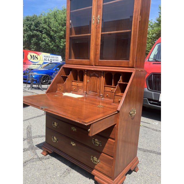 Henkel Harris John Hancock Wild Black Cherry Secretary Bookcase | Chairish