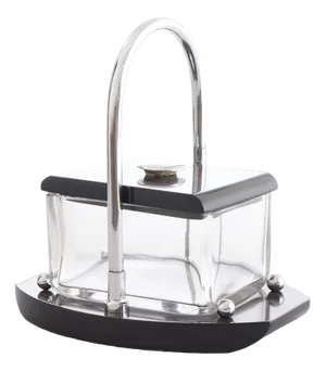 Art Deco French Macassar & Silver-Plated Glass Ice Box by Louis Prodhon, 1930s