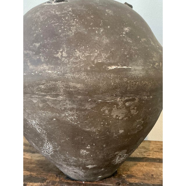 Coffee Vintage Primitive Matte Ceramic Lamp For Sale - Image 8 of 12