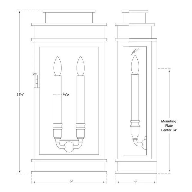 Transitional Chapman & Myers for Visual Comfort Signature Linear Lantern Tall in Antique-Burnished Brass For Sale - Image 3 of 3