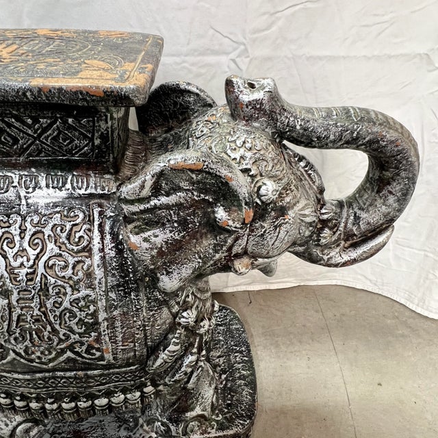 Vintage Chinoiserie Elephant Plant Stand / Drinks Table For Sale - Image 10 of 10