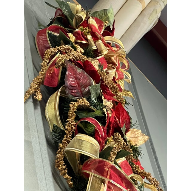 Textile Large Red and Gold Angel Cherub Swag Wreath For Sale - Image 7 of 7